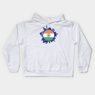 India Skyline India Flag Delhi Mumbai Chennai Kolkata Kids Hoodie